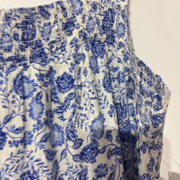 Old Navy Womens Blue White Floral Toile Smocked Tiered Midi Dress NWT Large - Picture 6 of 16